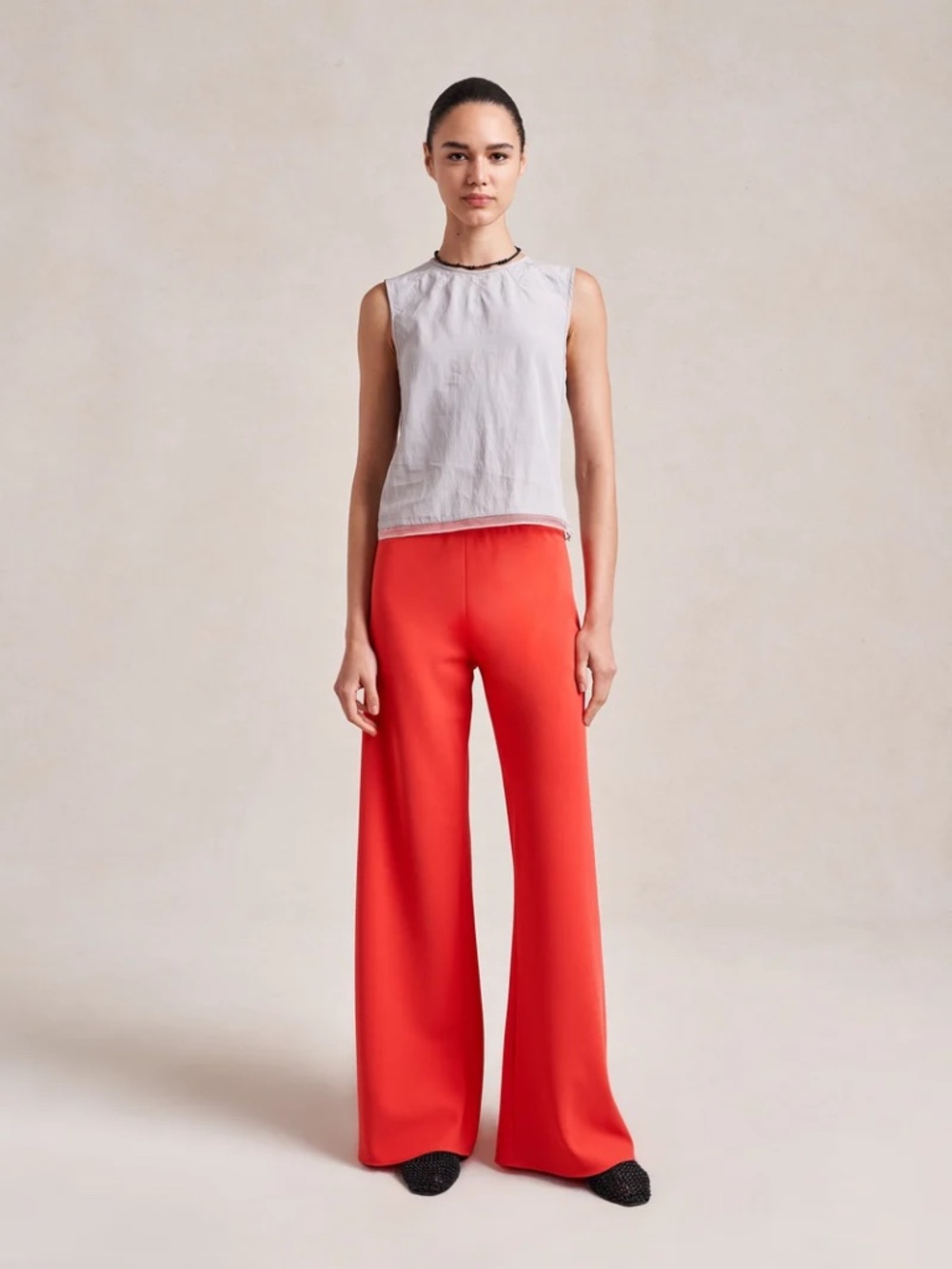 La Ligne Colby Pant Relaxed Wide Leg Tomato Satin Pull On Womens XXS